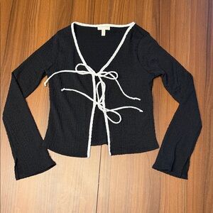 See You Monday Black Knit Top with White Trim
